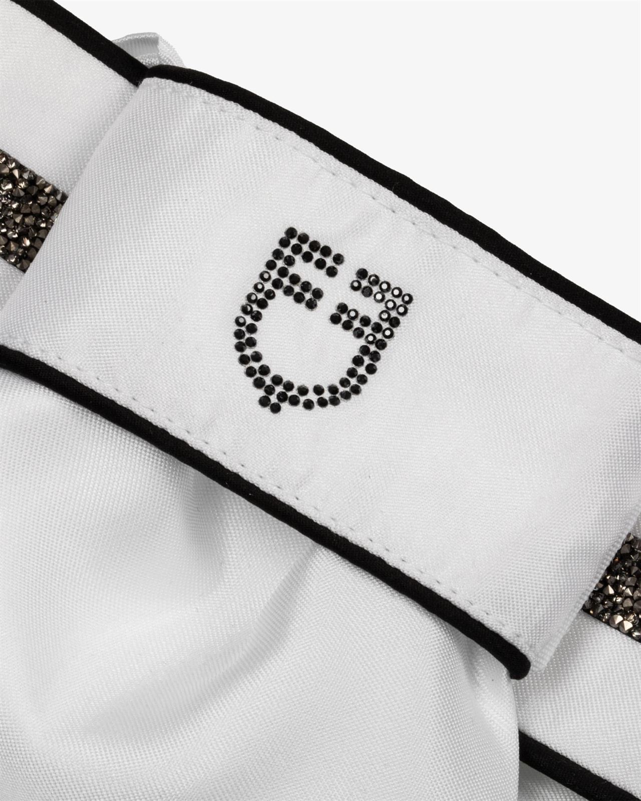 Plastrón EQUESTRO Impero Dressage blanco/negro con brillantes - Imagen 3