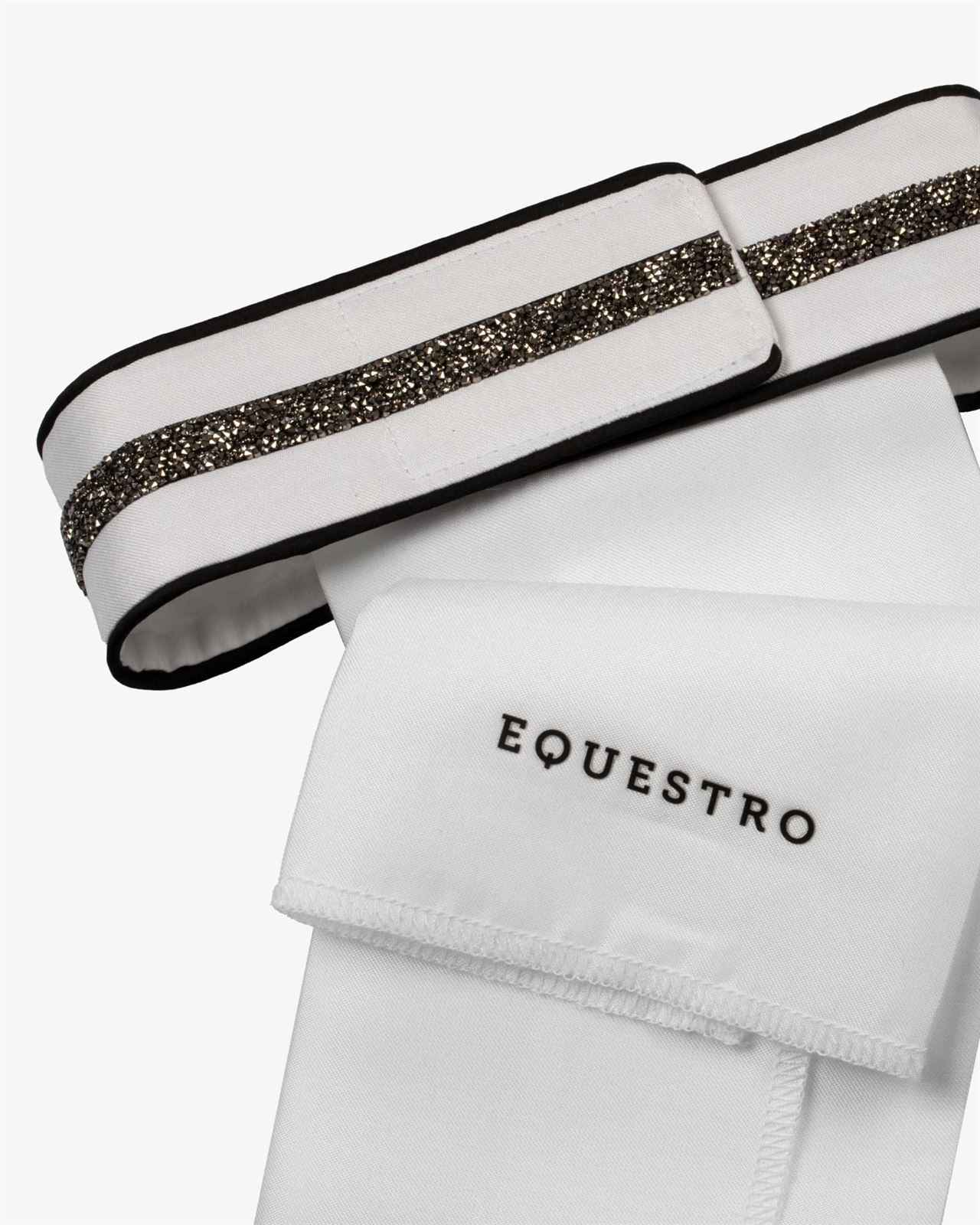 Plastrón EQUESTRO Impero Dressage blanco/negro con brillantes - Imagen 4