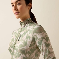 Polo ARIAT mujer estampado caballos verde/beige - Imagen 1