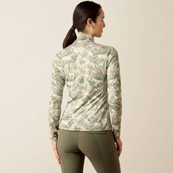 Polo ARIAT mujer estampado caballos verde/beige - Imagen 2