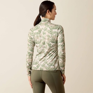 Polo ARIAT mujer estampado caballos verde/beige - Imagen 2