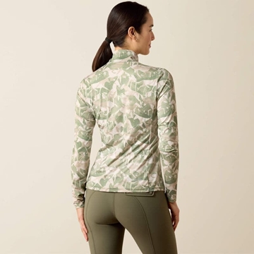 Polo ARIAT mujer estampado caballos verde/beige - Imagen 2
