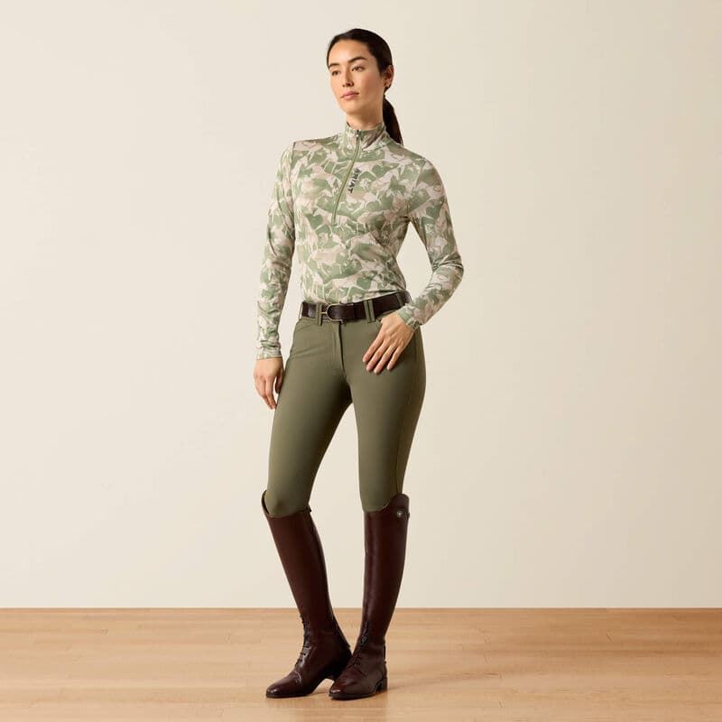 Polo ARIAT mujer estampado caballos verde/beige - Imagen 4
