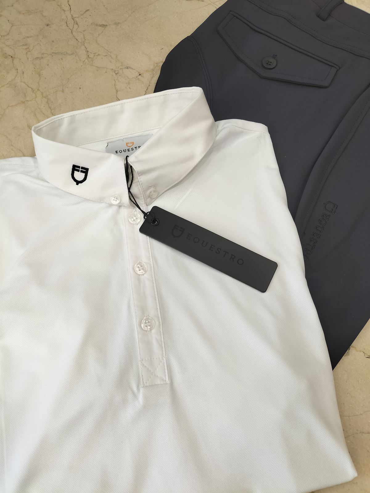 Polo concurso caballero EQUESTRO blanco TALLA S - Imagen 3