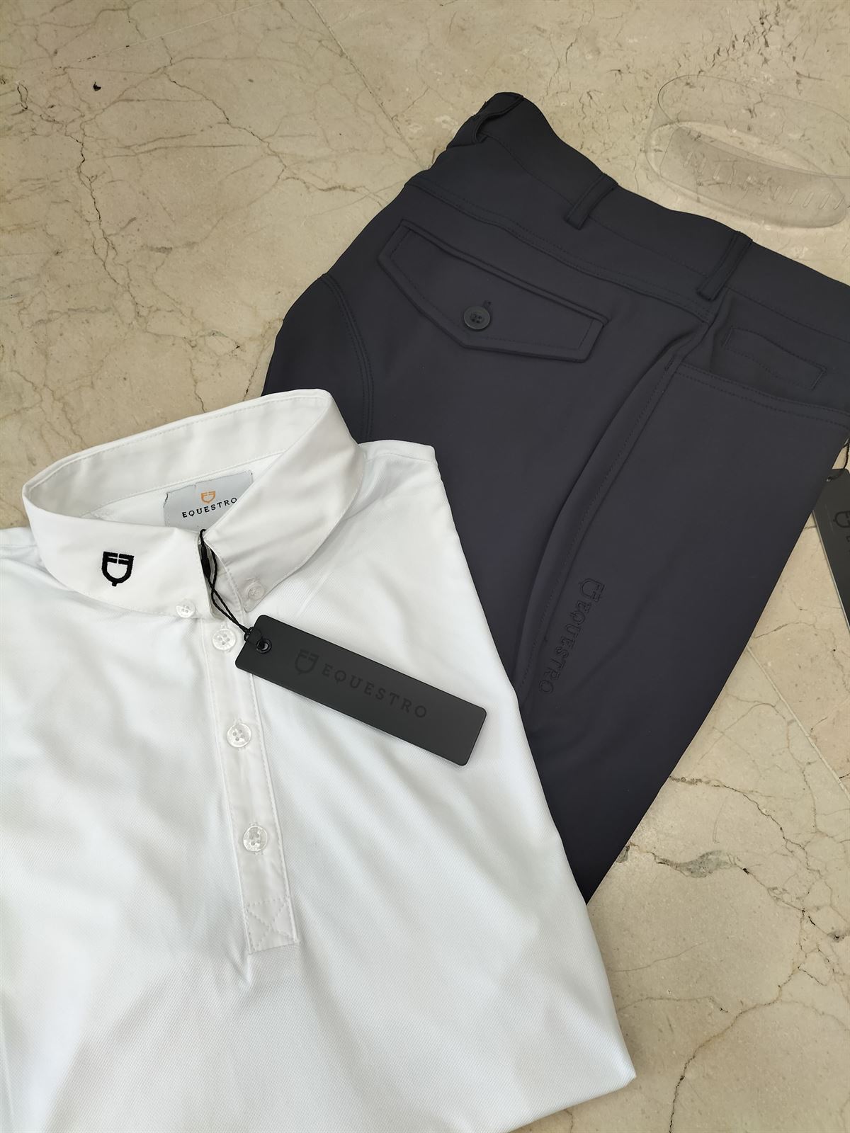 Polo concurso caballero EQUESTRO blanco TALLA S - Imagen 4
