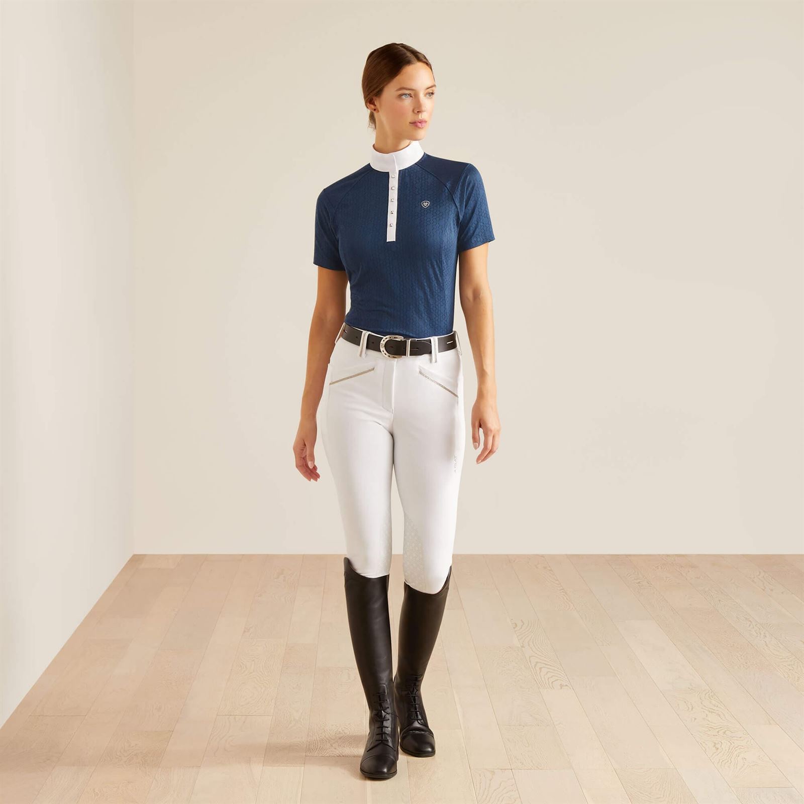 Polo concurso mujer ARIAT Showstopper color azul marino manga corta TALLA M - Imagen 4