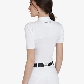 Polo concurso mujer EQUESTRO blanco logo amarillo TALLA M - Imagen 2