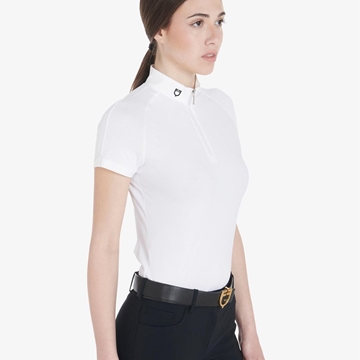 Polo concurso mujer EQUESTRO blanco manga corta microperforada - Imagen 2