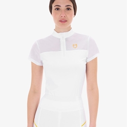 Polo concurso mujer EQUESTRO blanco manga corta tejido micro mesh - Imagen 1