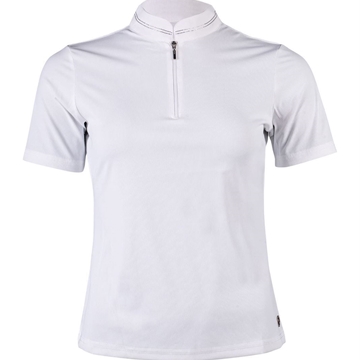 Polo concurso mujer HKM Sports Equipment Amy color blanco con detalle cuello plateado - Imagen 1