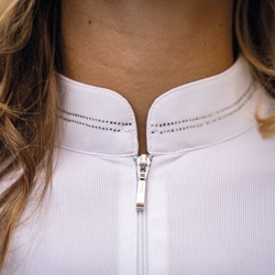 Polo concurso mujer HKM Sports Equipment Amy color blanco con detalle cuello plateado - Imagen 2