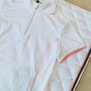 Polo concurso mujer HKM Sports Equipment Equilibrio Style color blanco con costura coral TALLA S - Imagen 1