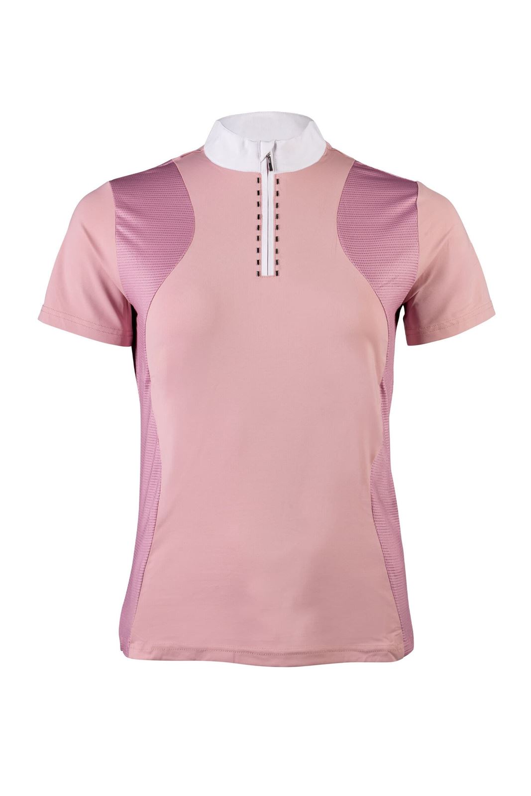 Polo concurso mujer HKM Sports Equipment Glam, color rosa cristales plata - Imagen 1
