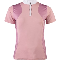 Polo concurso mujer HKM Sports Equipment Glam, color rosa cristales plata - Imagen 1