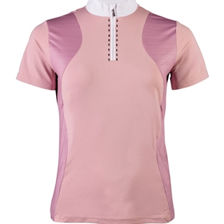 Polo concurso mujer HKM Sports Equipment Glam, color rosa cristales plata - Imagen 1