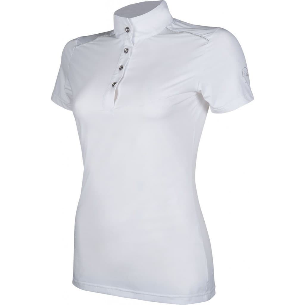 Polo concurso mujer HKM Sports Equipment Premium, color blanco con detalle plateado - Imagen 1