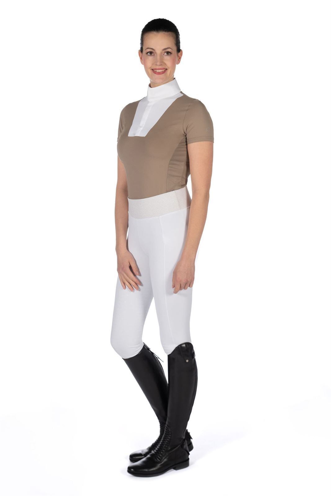 Polo concurso mujer HKM Sports Equipment Virginia color beige TALLA M - Imagen 4