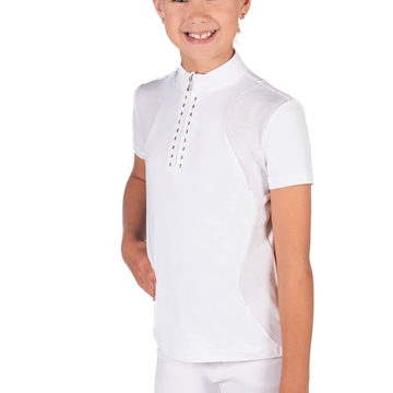 Polo concurso niña HKM Sports Equipment Glam Kids, color blanco cristales plata TALLA 152 (10-11 años) - Imagen 1