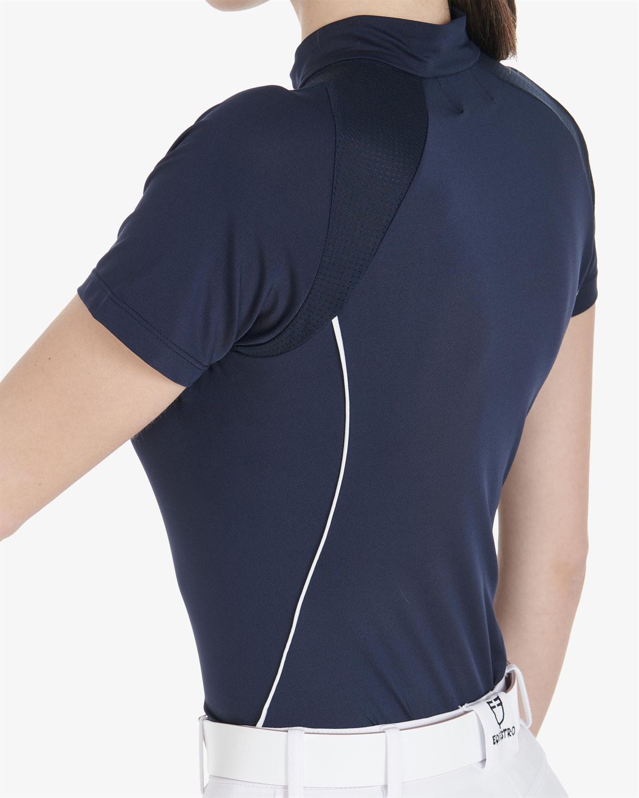 Polo mujer EQUESTRO color azul marino/blanco manga corta TALLA M - Imagen 5