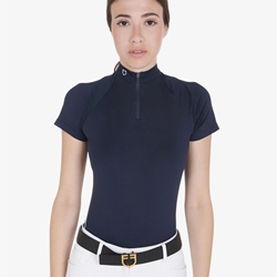 Polo mujer EQUESTRO color azul marino/blanco manga corta - Imagen 1