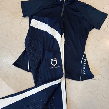 Polo mujer EQUESTRO color azul marino/blanco manga corta - Imagen 2