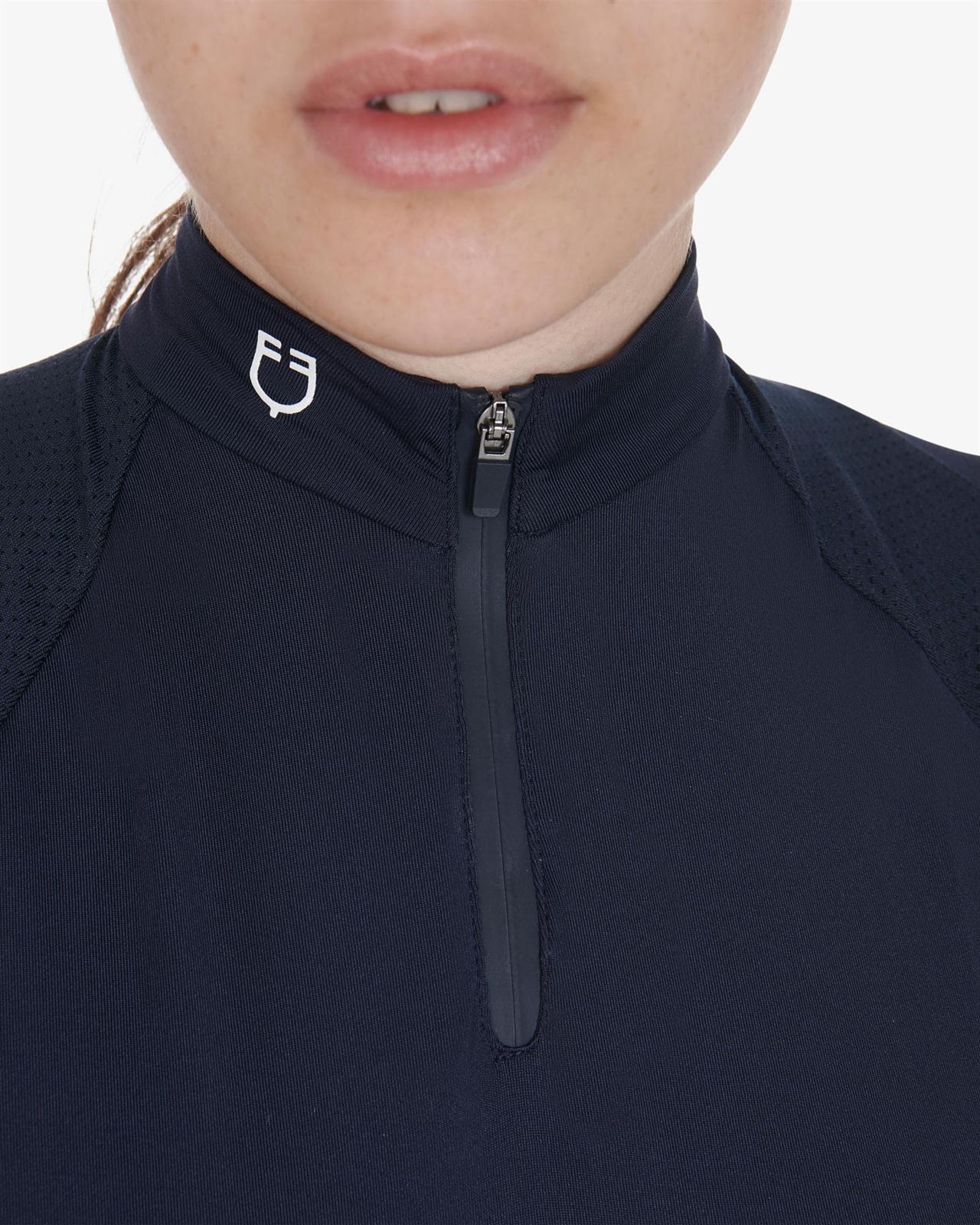Polo mujer EQUESTRO color azul marino/blanco manga corta - Imagen 7