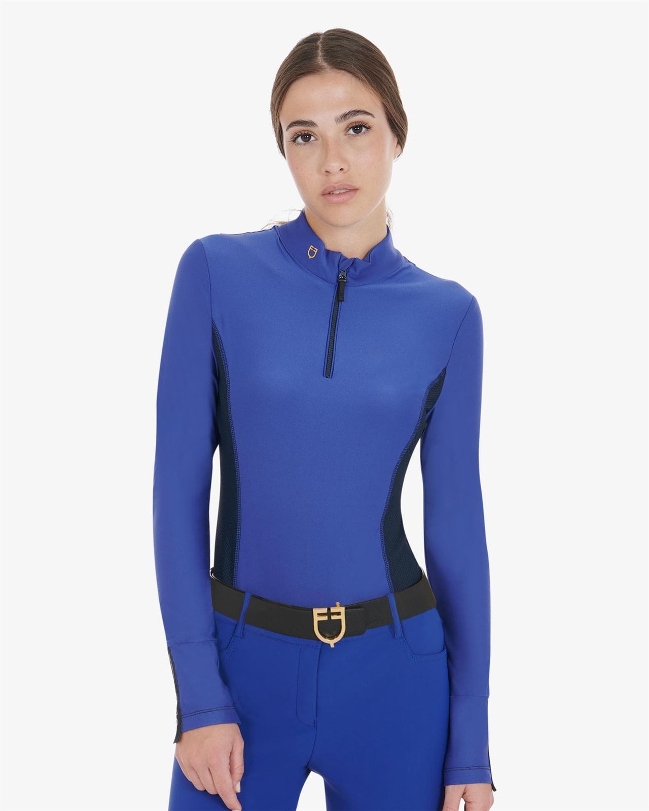 Polo mujer EQUESTRO color azul royal/negro manga larga TALLA M - Imagen 1