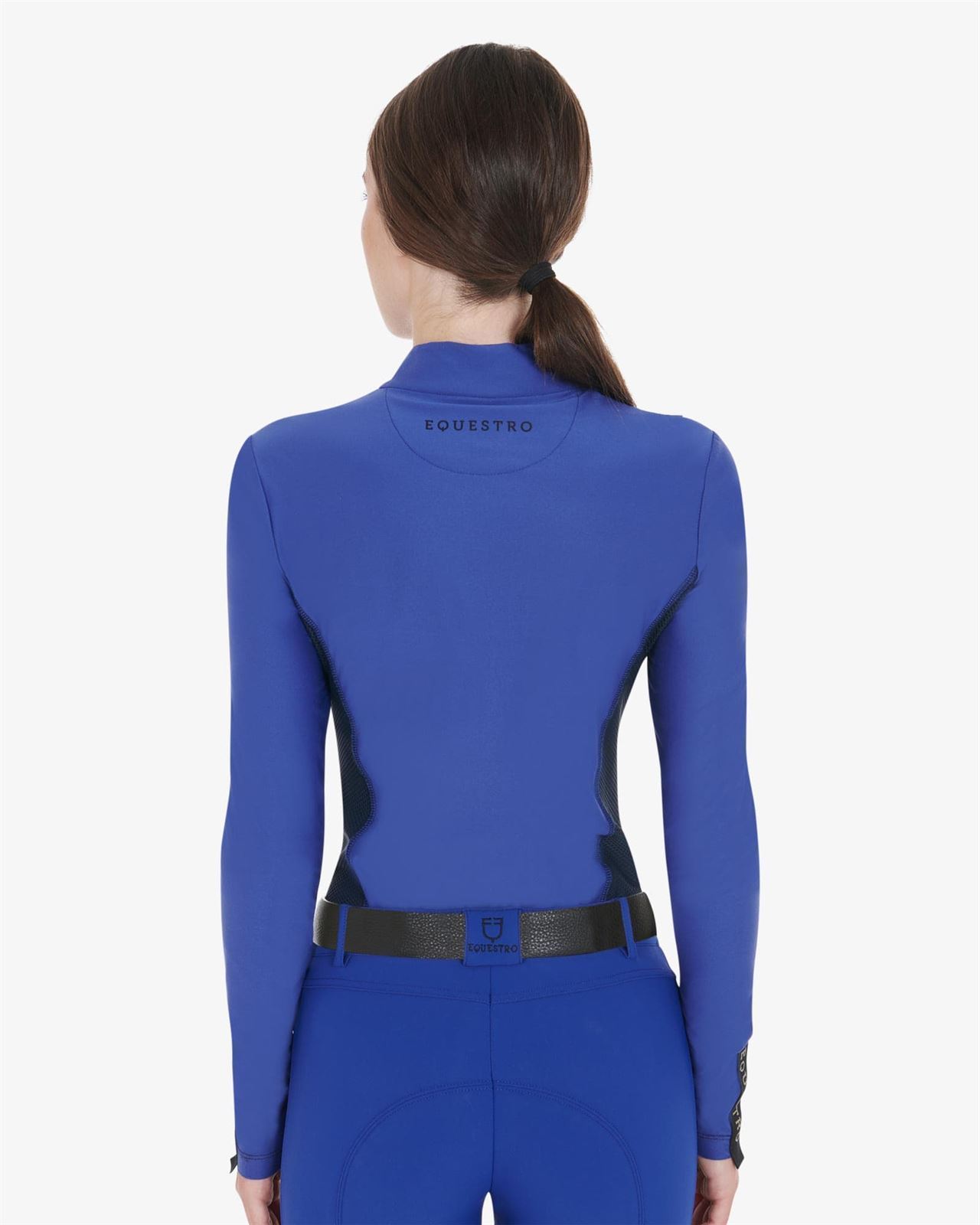 Polo mujer EQUESTRO color azul royal/negro manga larga TALLA M - Imagen 2