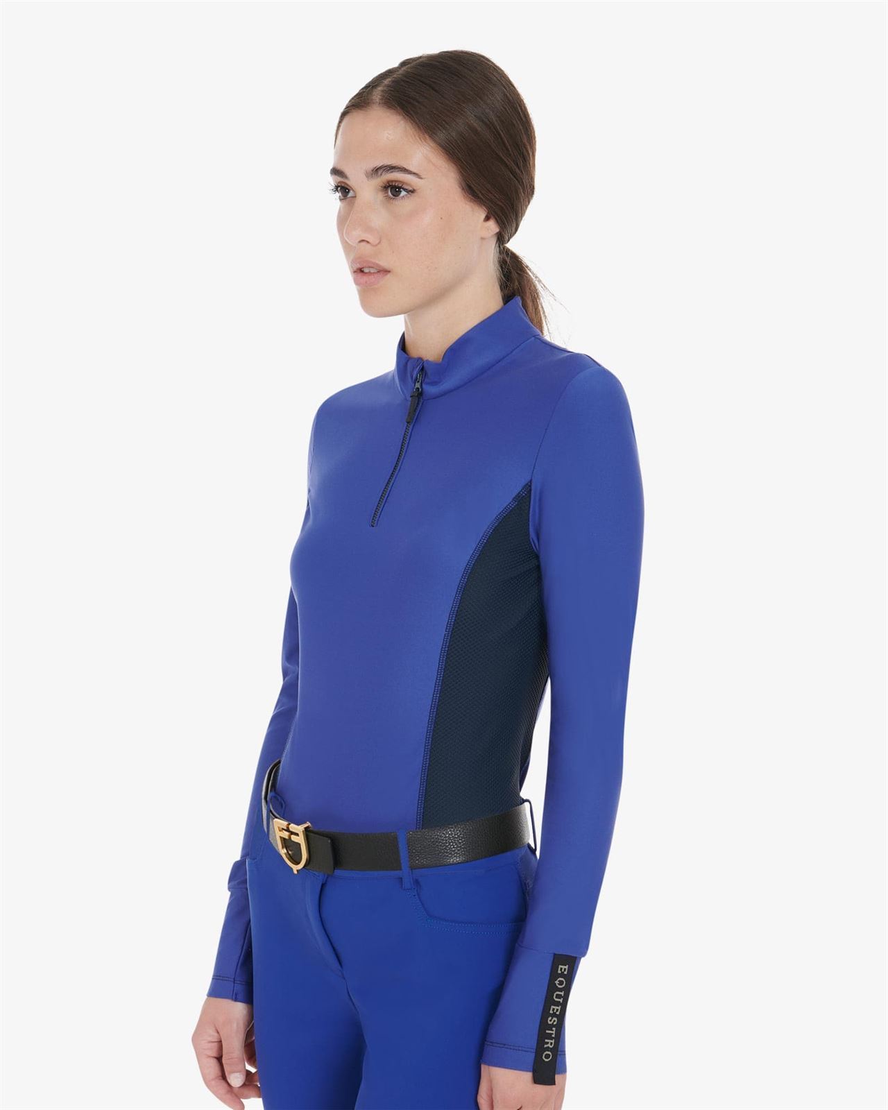 Polo mujer EQUESTRO color azul royal/negro manga larga TALLA M - Imagen 3