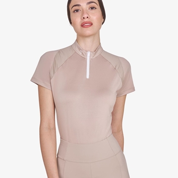 Polo mujer EQUESTRO color beige/blanco - Imagen 1