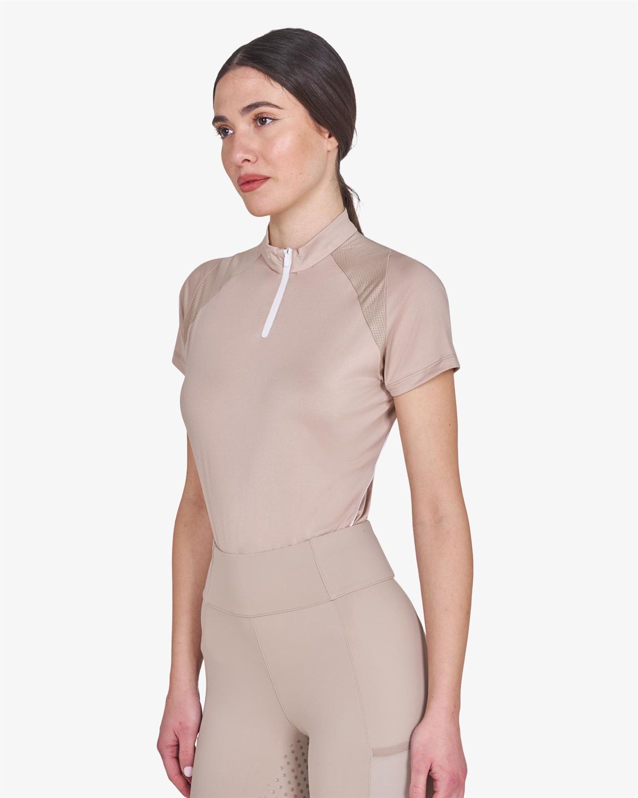 Polo mujer EQUESTRO color beige/blanco - Imagen 6