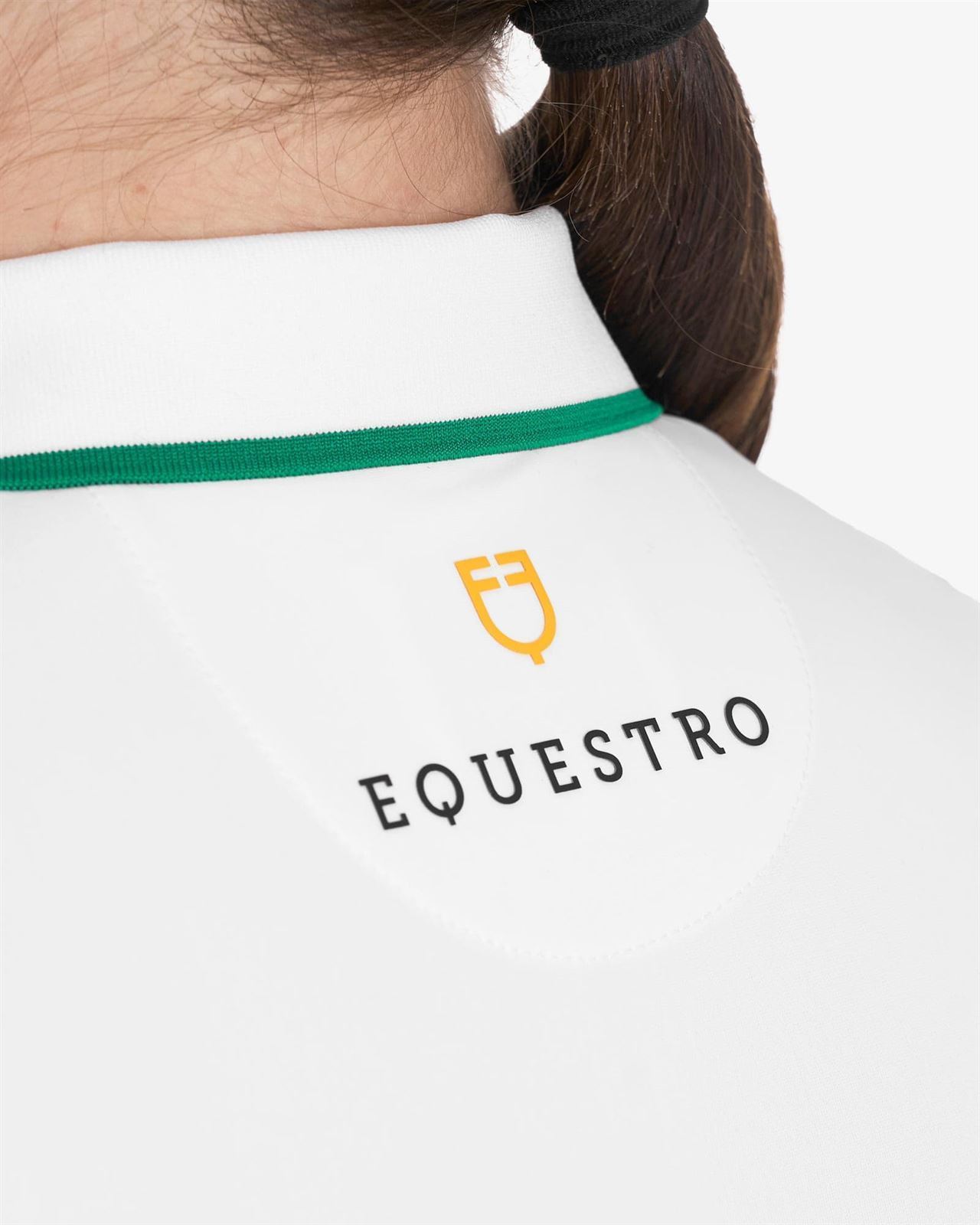 Polo mujer EQUESTRO color blanco vivo verde manga corta - Imagen 5