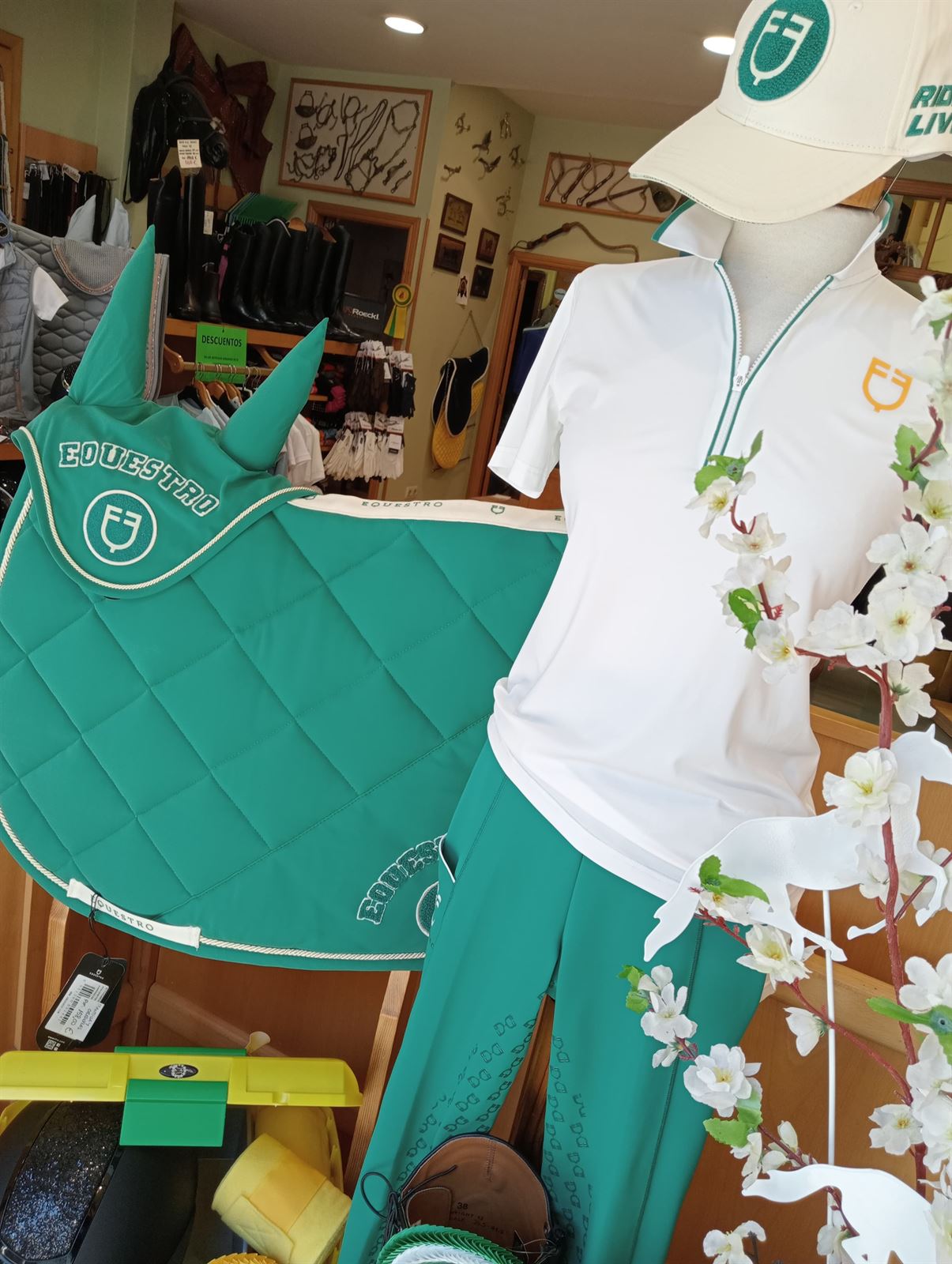 Polo mujer EQUESTRO color blanco vivo verde manga corta - Imagen 6