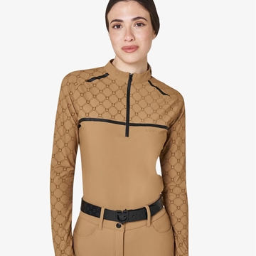 Polo mujer EQUESTRO color camel con logo - Imagen 1