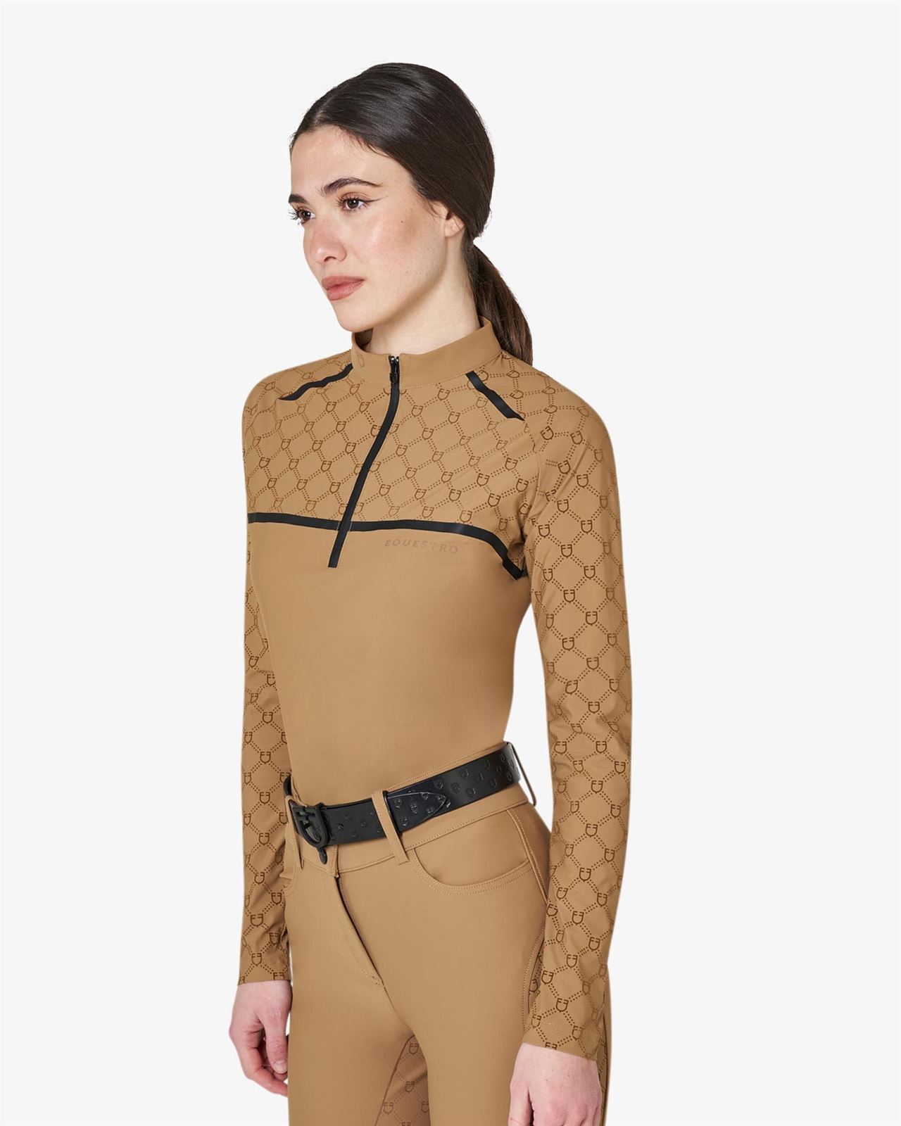 Polo mujer EQUESTRO color camel con logo - Imagen 4