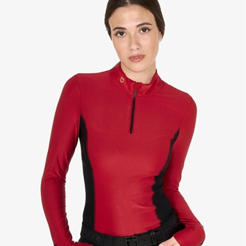 Polo mujer EQUESTRO color granate/negro manga larga TALLA S - Imagen 1