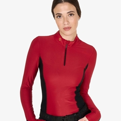 Polo mujer EQUESTRO color granate/negro manga larga TALLA S - Imagen 2