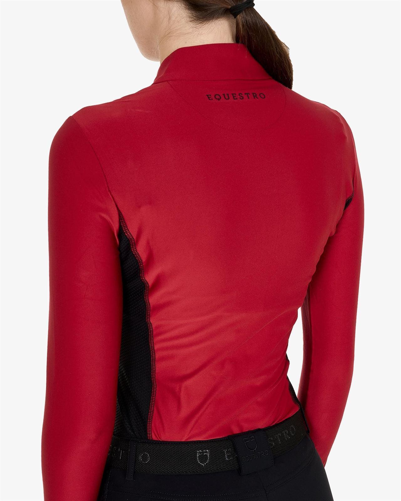 Polo mujer EQUESTRO color granate/negro manga larga TALLA S - Imagen 3