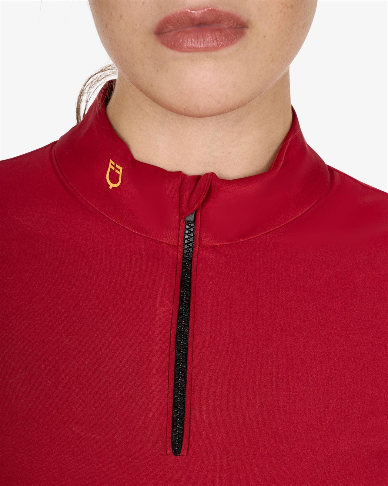 Polo mujer EQUESTRO color granate/negro manga larga TALLA S - Imagen 4