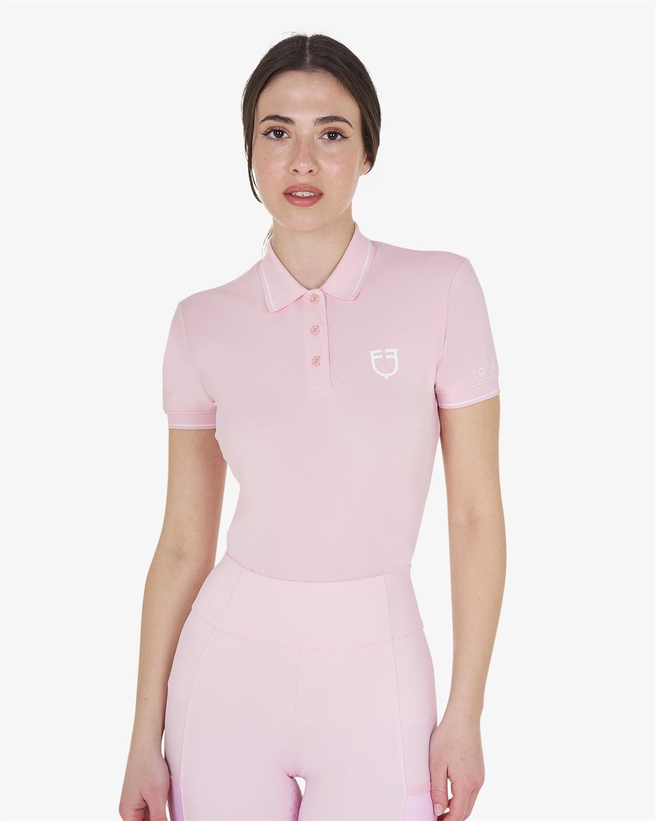Polo mujer EQUESTRO color rosa bebé manga corta - Imagen 1