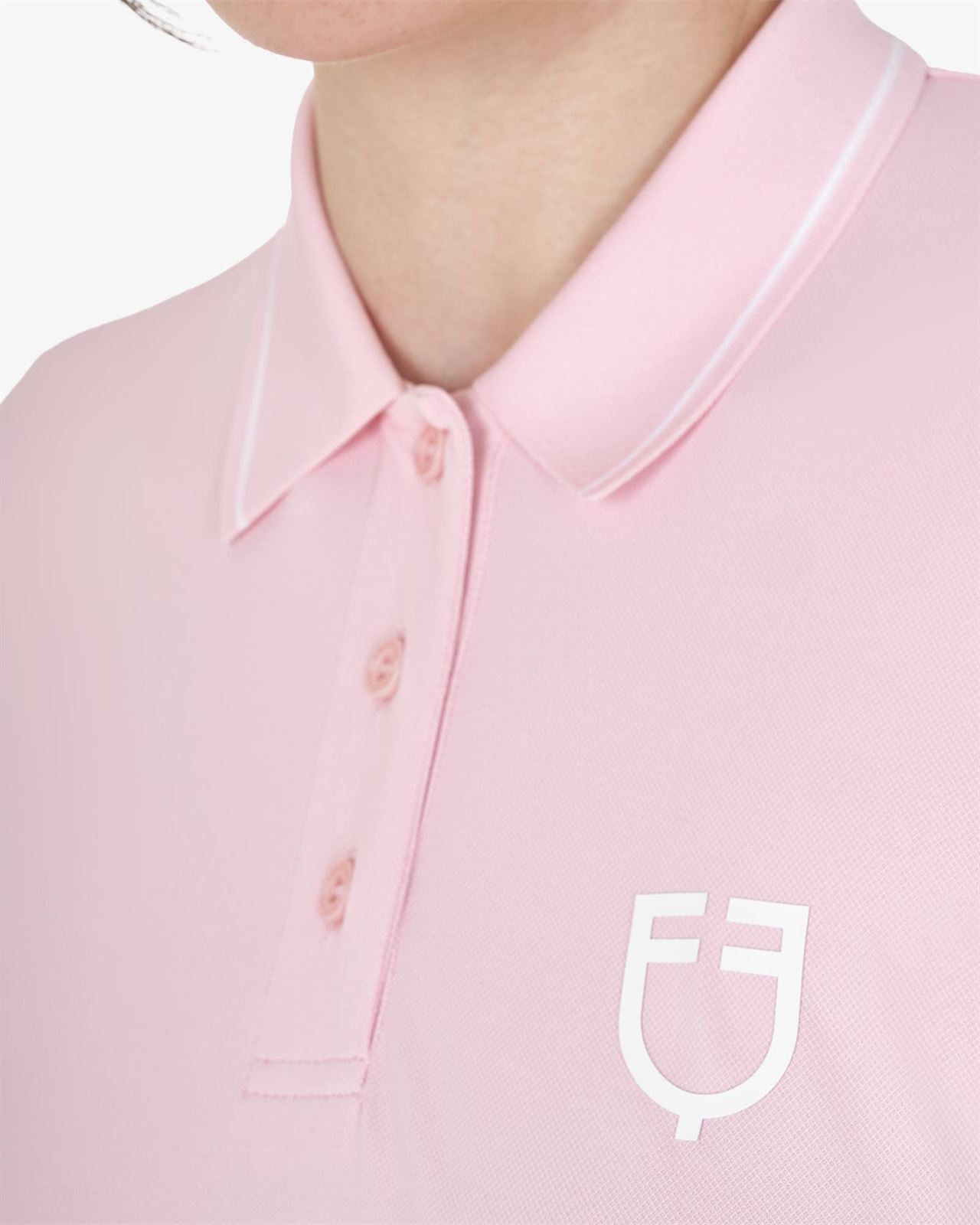 Polo mujer EQUESTRO color rosa bebé manga corta - Imagen 3