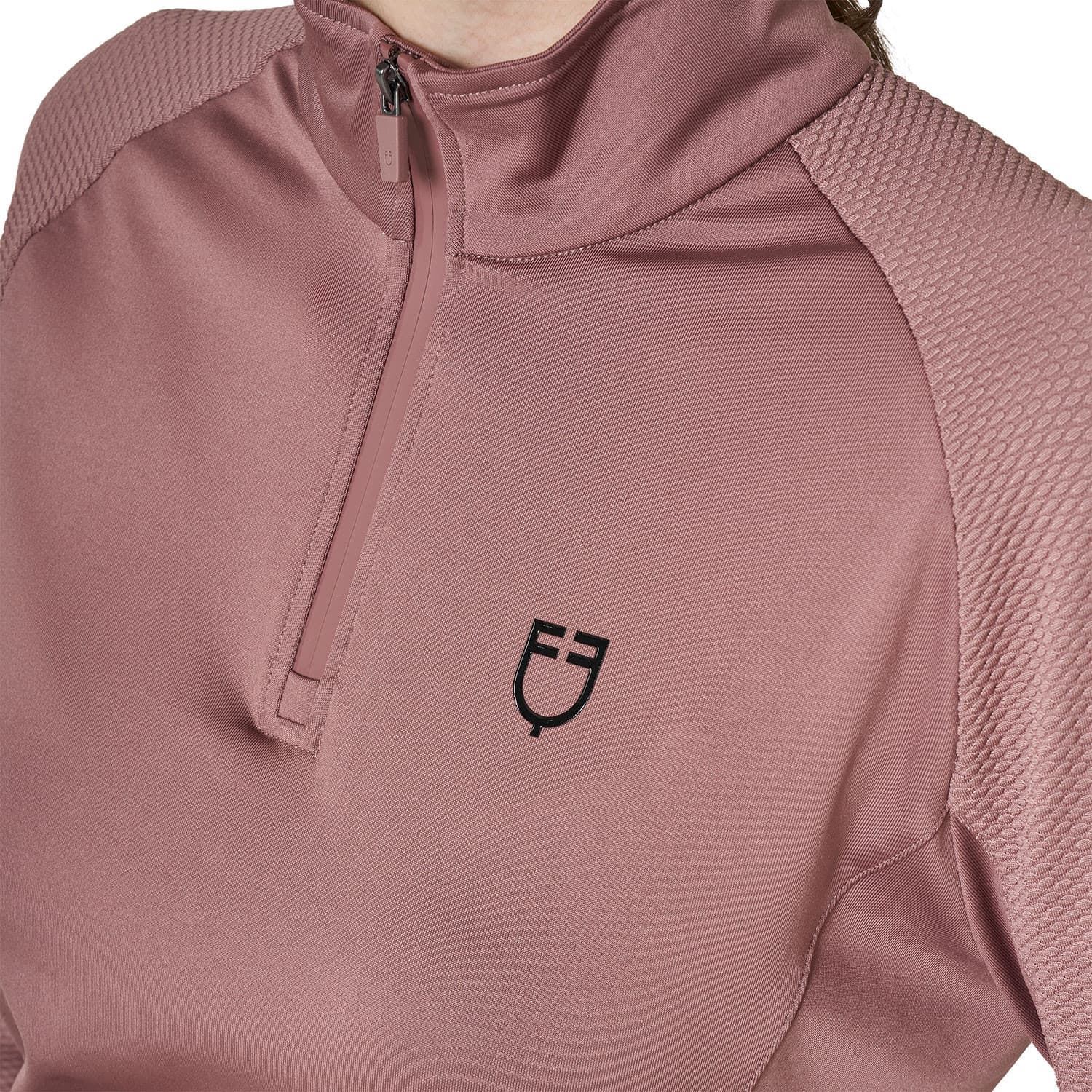 Polo mujer EQUESTRO color rosa palo intenso manga larga - Imagen 3