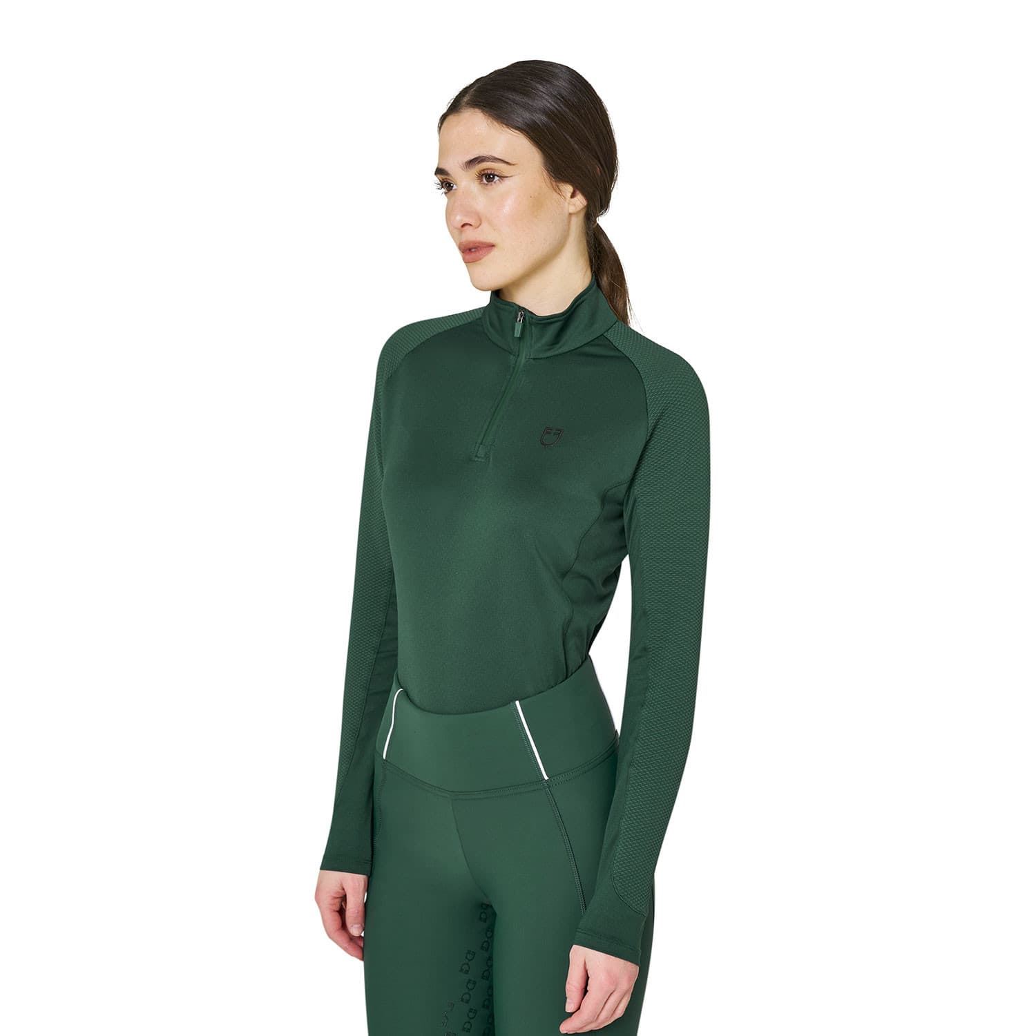 Polo mujer EQUESTRO color verde botella manga larga - Imagen 5