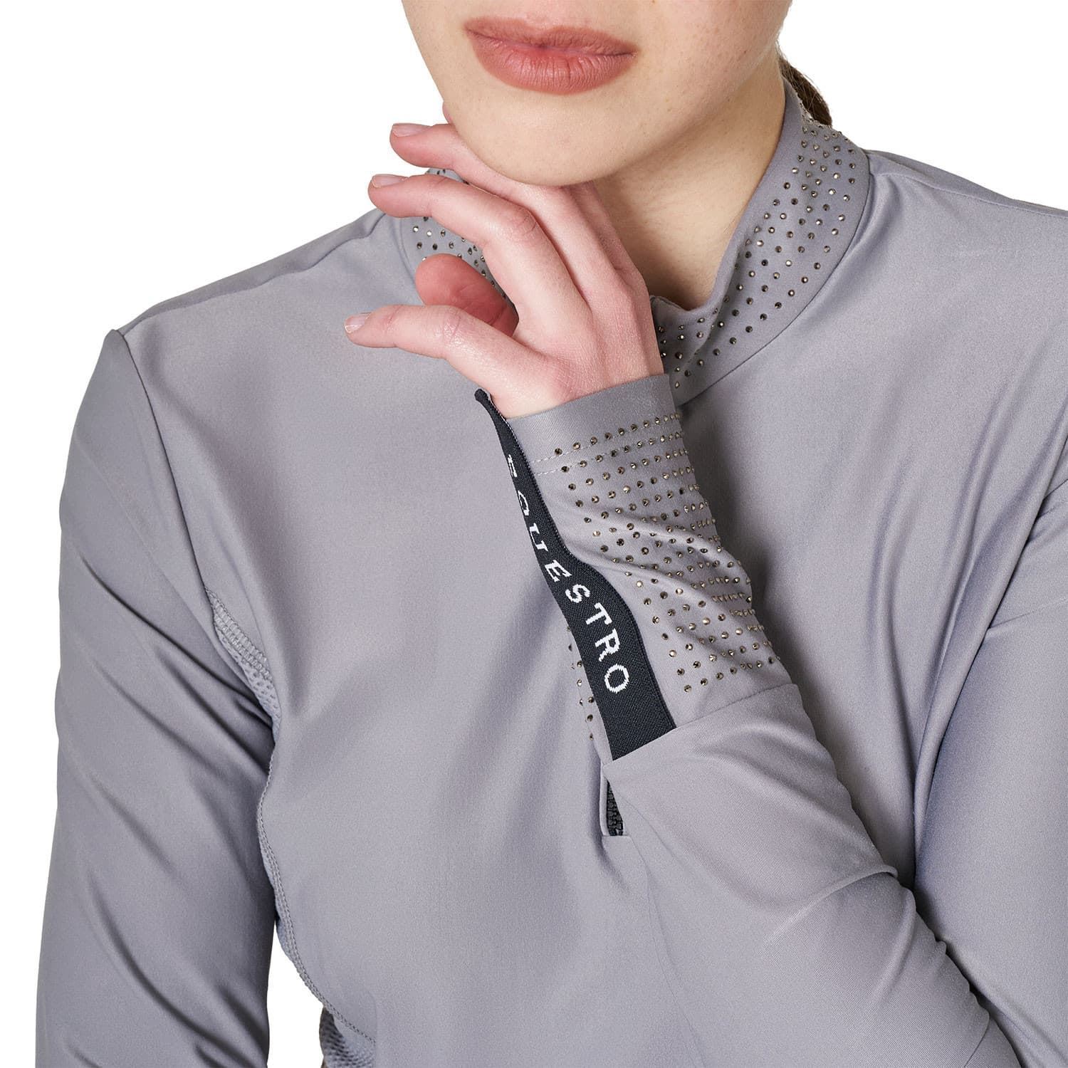 Polo mujer EQUESTRO gris con cristales grises TALLA S - Imagen 3