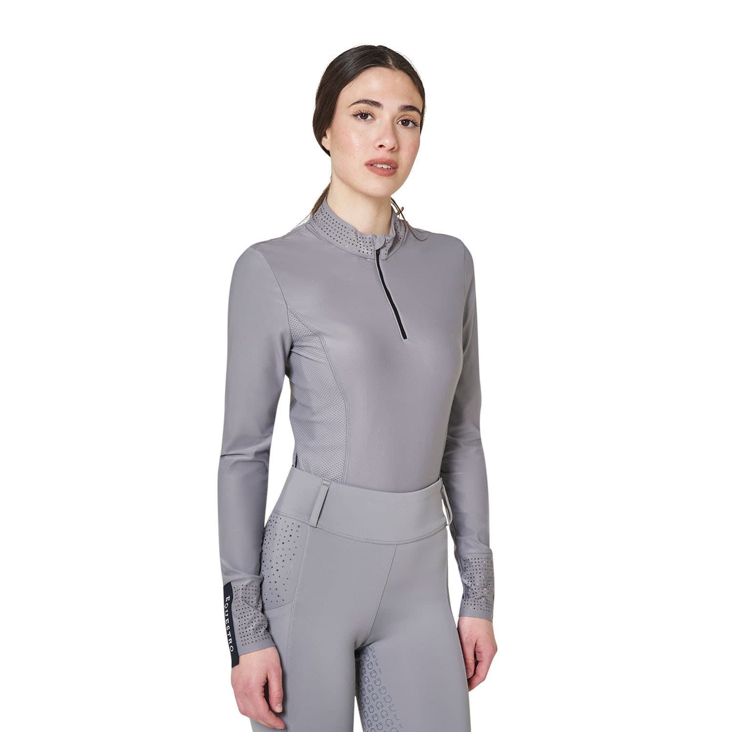Polo mujer EQUESTRO gris con cristales grises TALLA S - Imagen 5