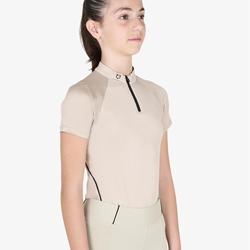 Polo niña EQUESTRO cremallera frontal beige/negro - Imagen 1