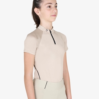 Polo niña EQUESTRO cremallera frontal beige/negro - Imagen 1