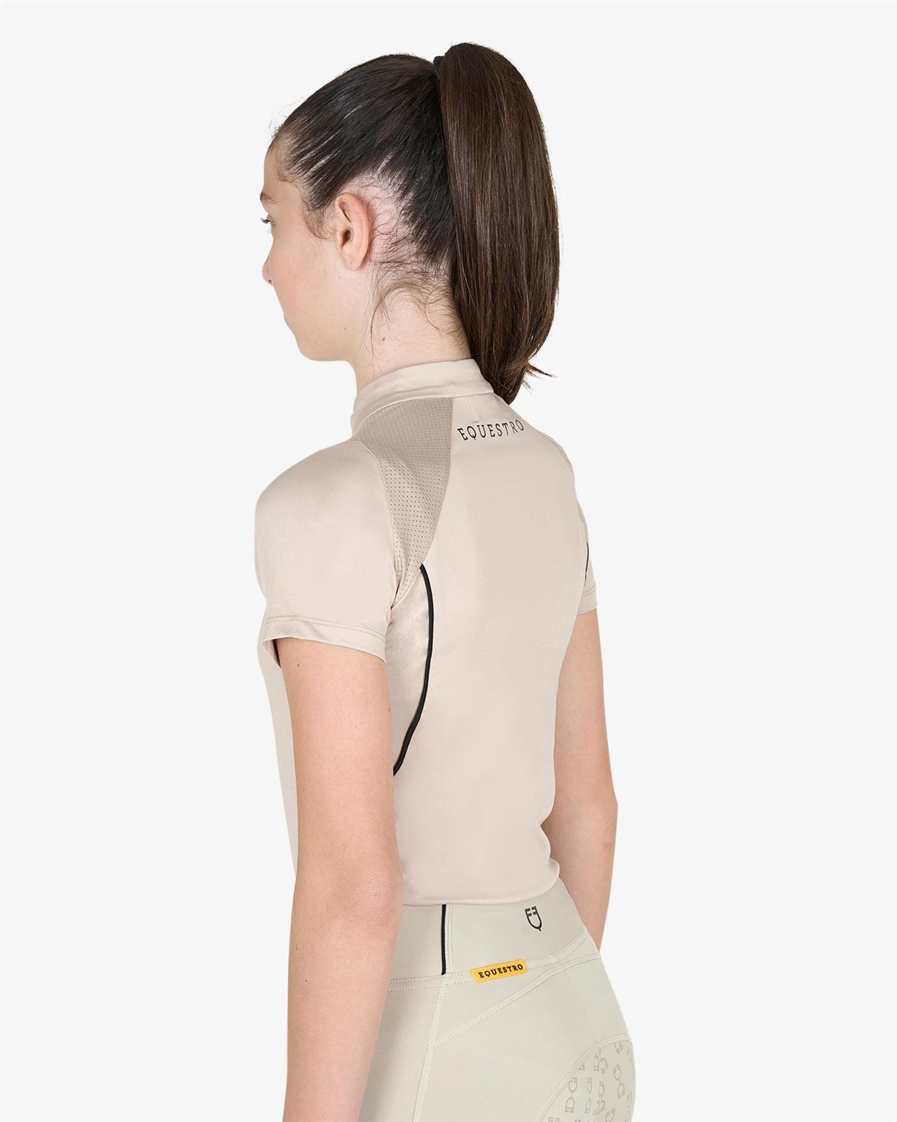 Polo niña EQUESTRO cremallera frontal beige/negro - Imagen 2