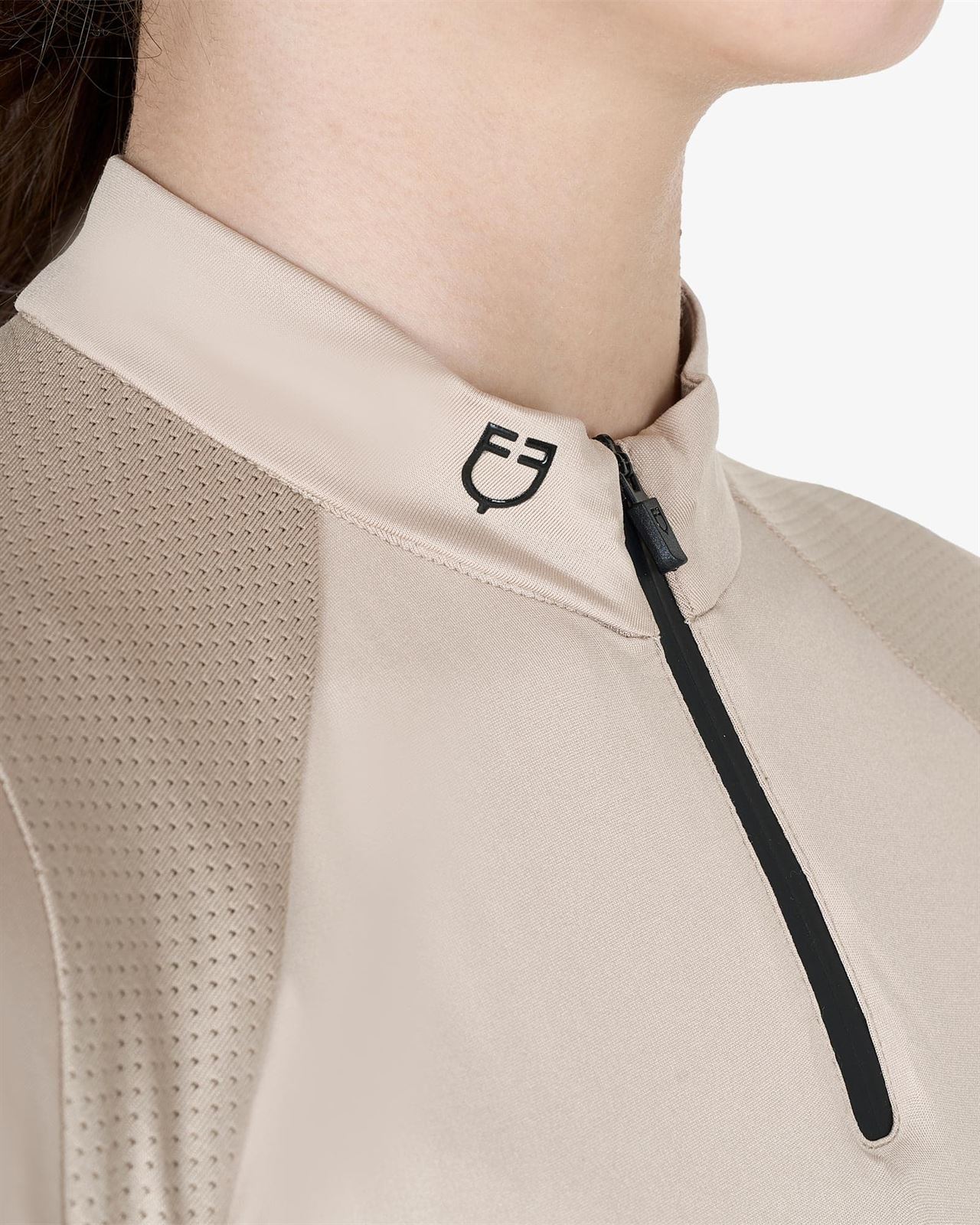 Polo niña EQUESTRO cremallera frontal beige/negro - Imagen 3