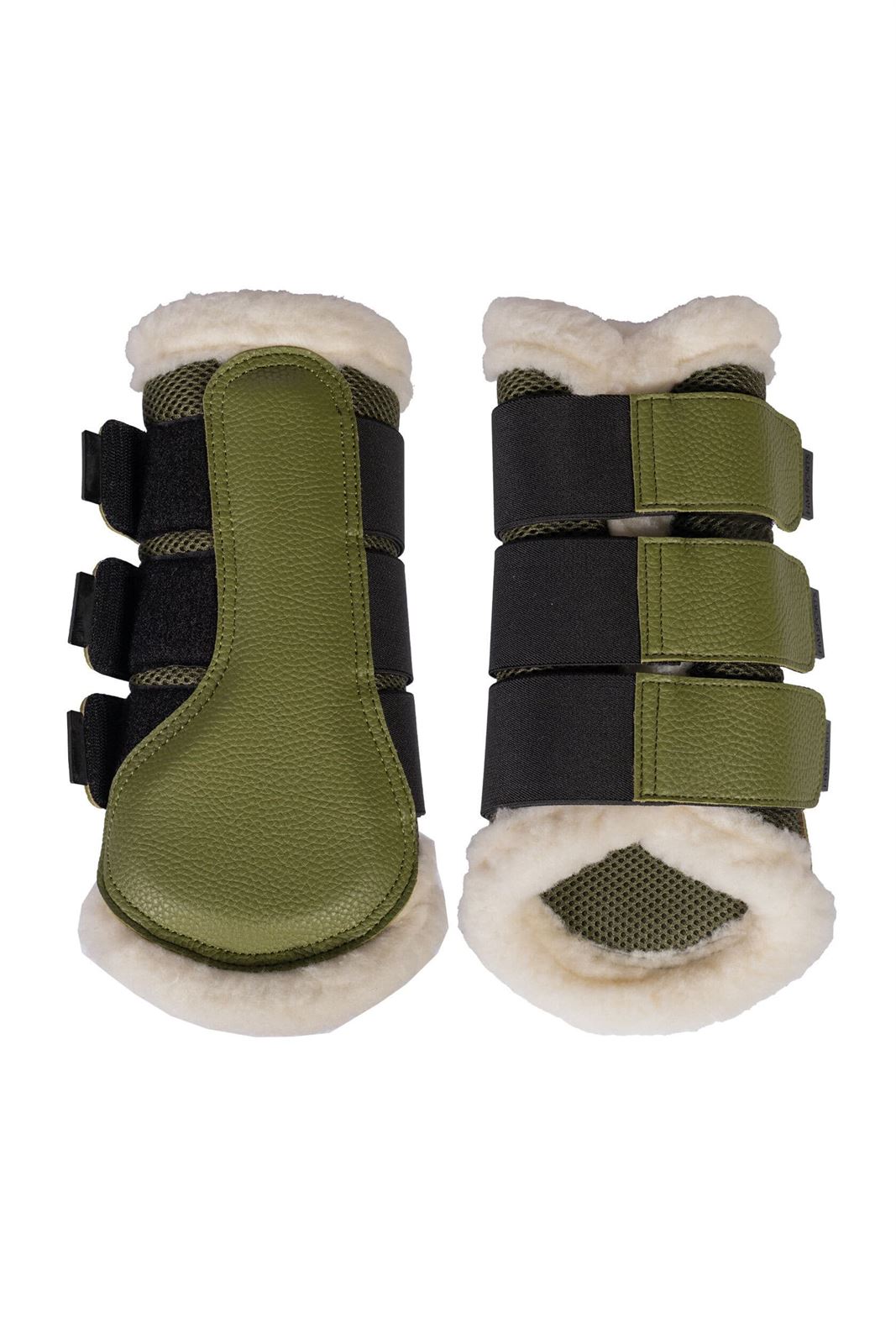 Protectores HKM comfort premium mesh, color verde oliva, con borreguillo sintético, talla M (par) - Imagen 1